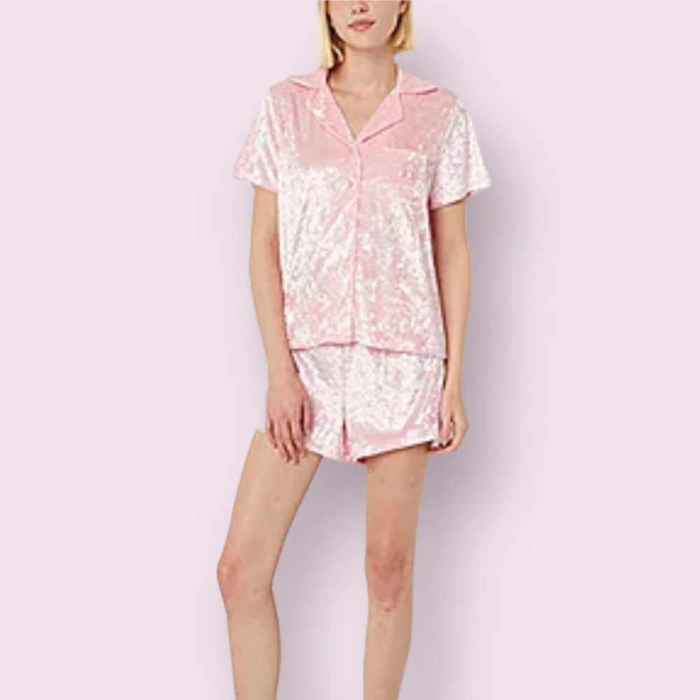 Juicy Couture Icing Pink Crushed Velvet Pajama Set